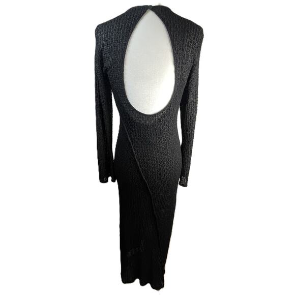 Zara Black Gothic Maxi Dress M Open Back Witchy Fairy Goth Glam Evening Gown - Picture 3 of 15